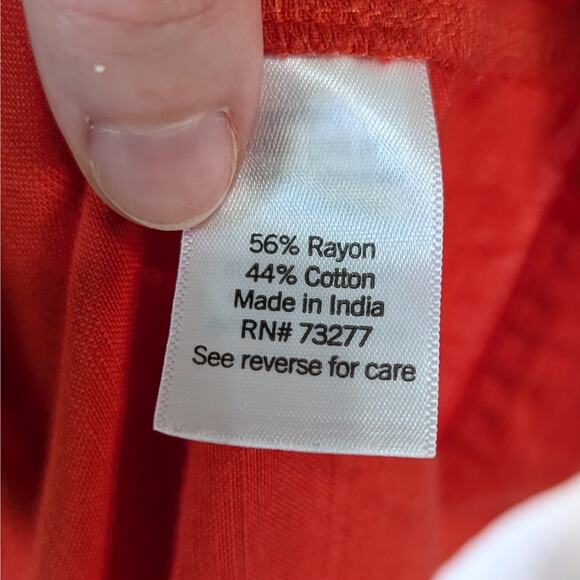 LC Lauren Conrad Red-Orange Peasant Ruffled Neck Flutter Sleeves Top Size Small - Picture 6 of 8